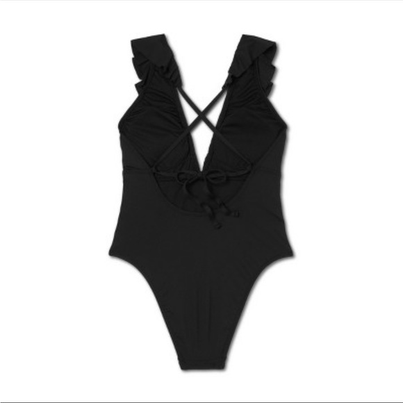 Women's Plunge Flounce Neckline One Piece Swimsuit - Shade & Shore SMALL - Picture 2 of 3